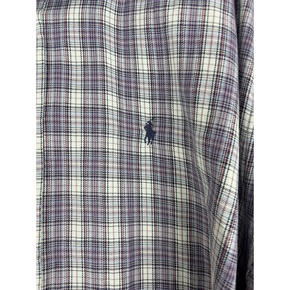 Ralph Lauren Blake Shirt Mens XL Purple Grey Plaid‎ Long Sleeve Cotton Button